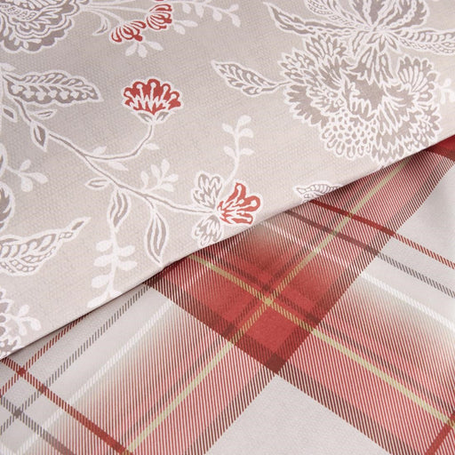 Mitre Essentials Chatsworth Hardwick Taupe/Connel Claret Duvet Cover - Single Mitre Essentials