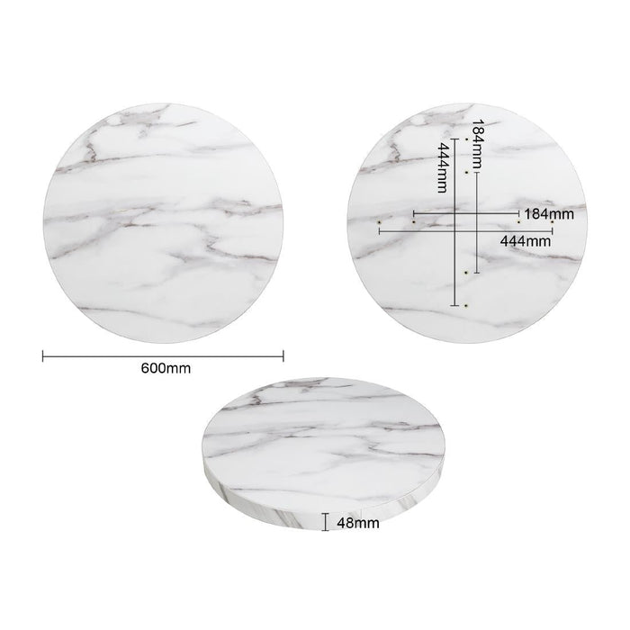 Bolero Pre-drilled Round Table Top Marble Effect 600mm Bolero