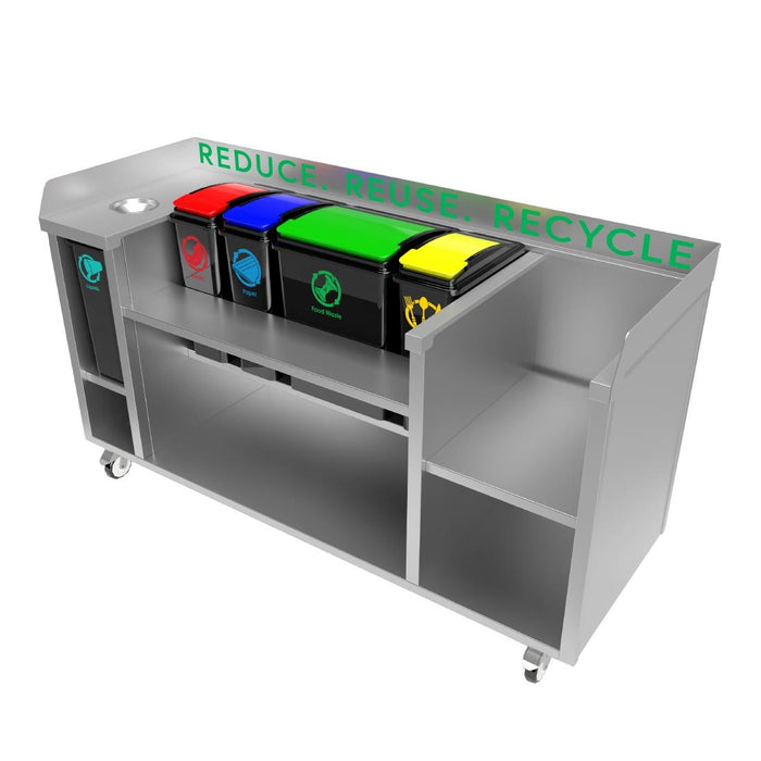 Includes 5 bins and graphics. 996(H)x1764(W)x650(D)mm