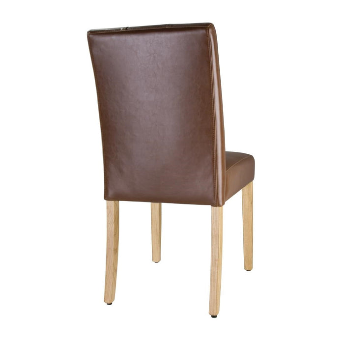 Bolero Chiswick Button Dining Chairs Tan Leather (2 Pack) Bolero