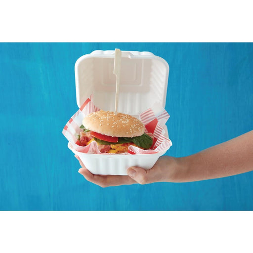 Fiesta Compostable Bagasse Burger Boxes with Side Ridges 153mm (500 Pack) Fiesta Compostable