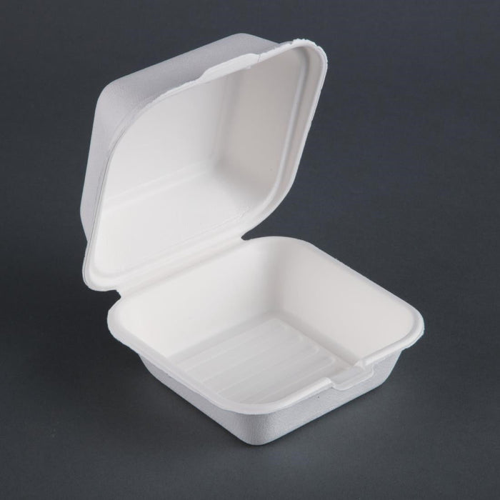 Fiesta Compostable Bagasse Burger Boxes with Bottom Ridges 157mm (500 Pack) Fiesta Compostable