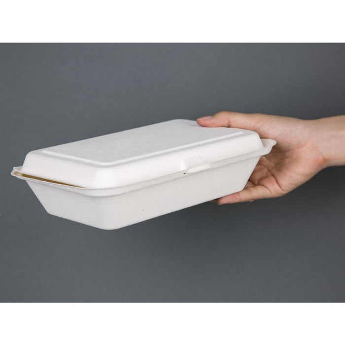 Fiesta Compostable Bagasse Hinged Food Containers 248mm (250 Pack) Fiesta Compostable