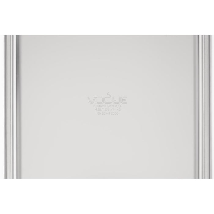 Vogue Heavy Duty Stainless Steel 1/1 Gastronorm Tray 40mm Vogue