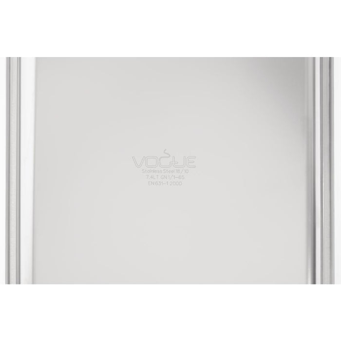 Vogue Heavy Duty Stainless Steel 1/1 Gastronorm Tray 65mm Vogue