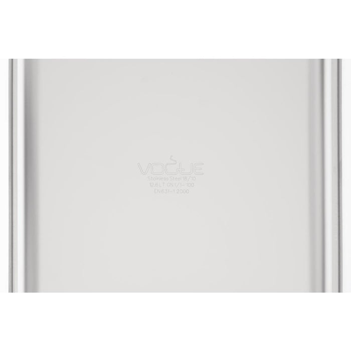 Vogue Heavy Duty Stainless Steel 1/1 Gastronorm Tray 100mm Vogue