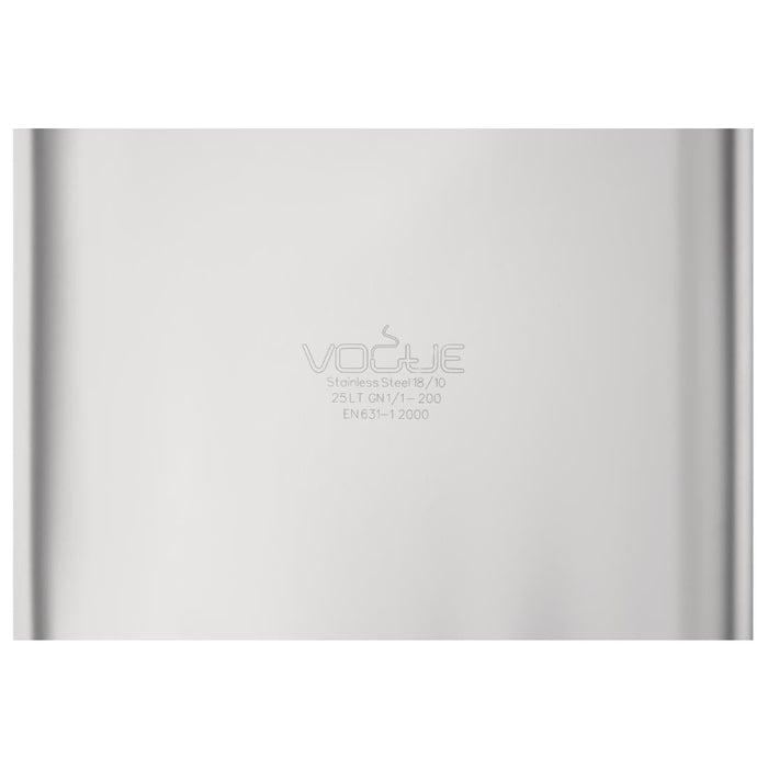 Vogue Heavy Duty Stainless Steel 1/1 Gastronorm Tray 200mm Vogue