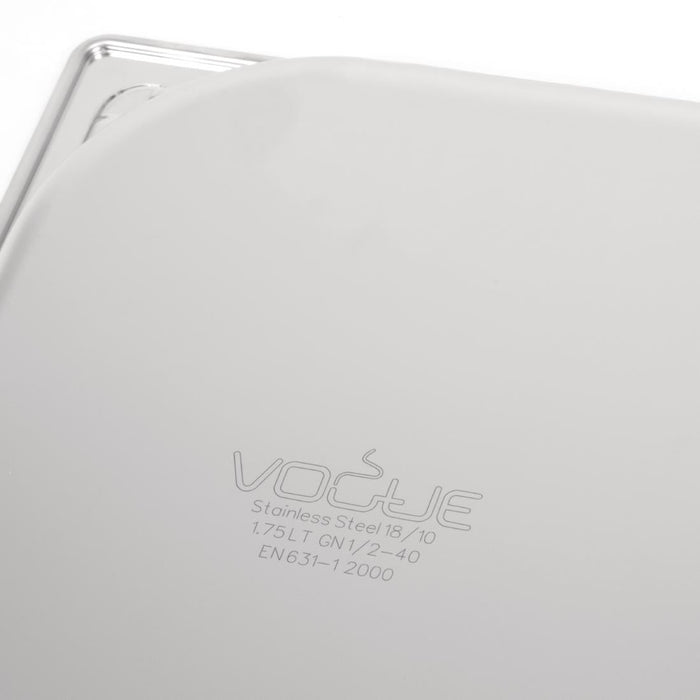 Vogue Heavy Duty Stainless Steel 1/2 Gastronorm Tray 40mm Vogue