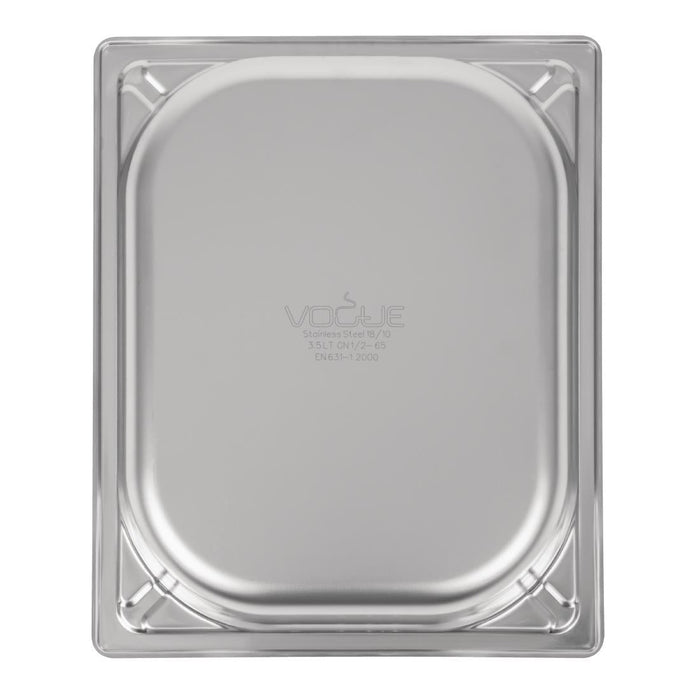 Vogue Heavy Duty Stainless Steel 1/2 Gastronorm Tray 65mm Vogue