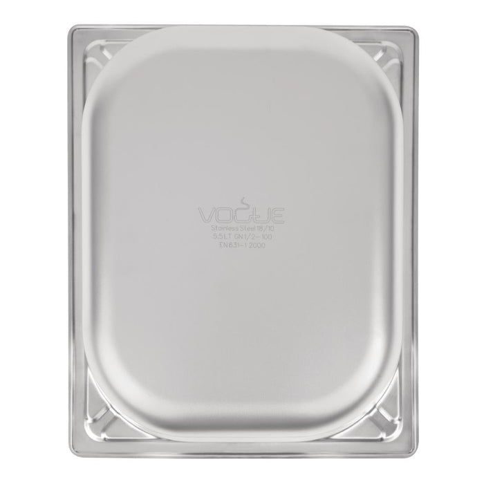 Vogue Heavy Duty Stainless Steel 1/2 Gastronorm Tray 100mm Vogue