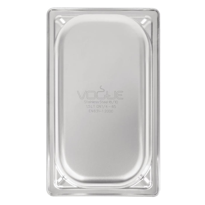 Vogue Heavy Duty Stainless Steel 1/4 Gastronorm Tray 65mm Vogue