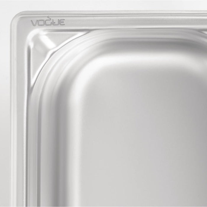 Vogue Heavy Duty Stainless Steel 1/4 Gastronorm Tray 100mm Vogue