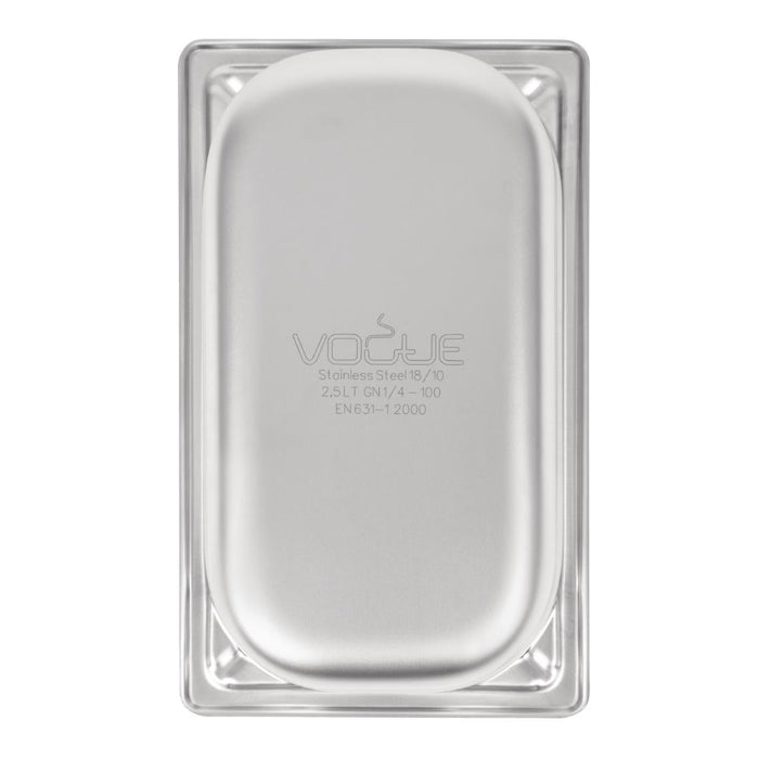Vogue Heavy Duty Stainless Steel 1/4 Gastronorm Tray 100mm Vogue