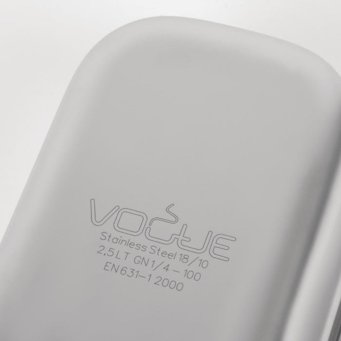 Vogue Heavy Duty Stainless Steel 1/4 Gastronorm Tray 100mm Vogue