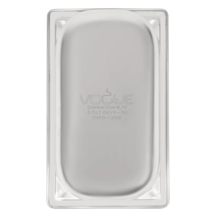 Vogue Heavy Duty Stainless Steel 1/4 Gastronorm Tray 150mm Vogue