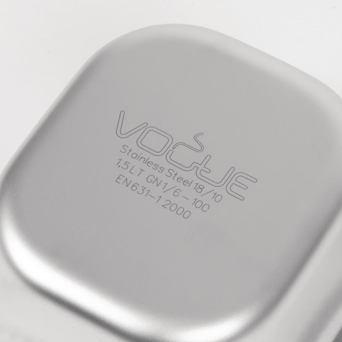 Vogue Heavy Duty Stainless Steel 1/6 Gastronorm Tray 100mm Vogue