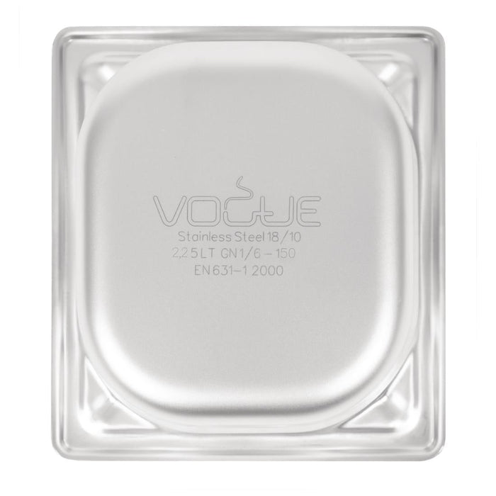 Vogue Heavy Duty Stainless Steel 1/6 Gastronorm Tray 150mm Vogue