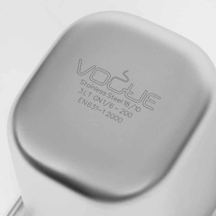 Vogue Heavy Duty Stainless Steel 1/6 Gastronorm Tray 200mm Vogue