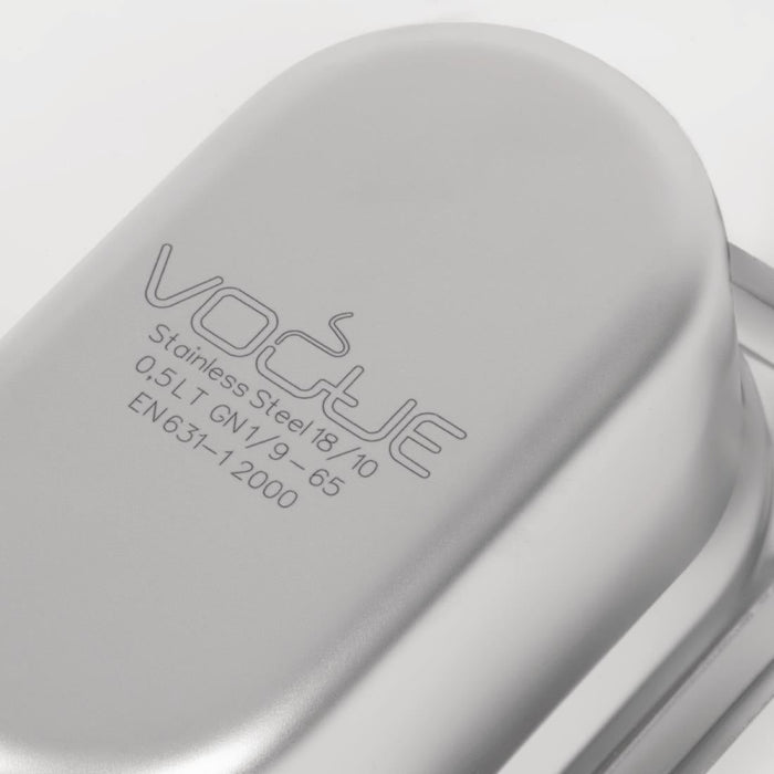 Vogue Heavy Duty Stainless Steel 1/9 Gastronorm Tray 65mm Vogue
