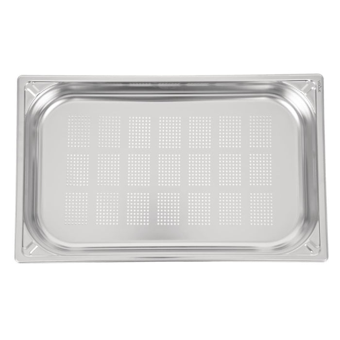 Vogue Heavy Duty Stainless Steel Perforated 1/1 Gastronorm Tray 65mm Vogue