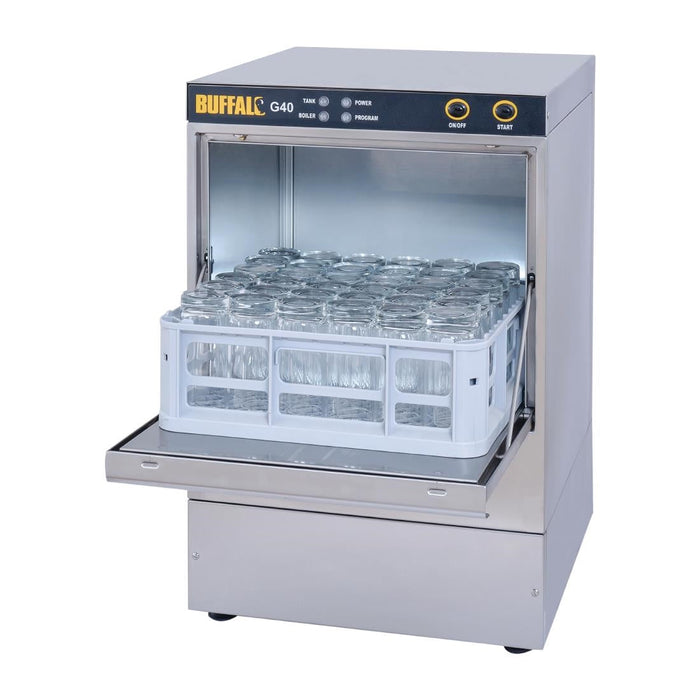 Buffalo Undercounter Glasswasher with Drain Pump 400x400mm Baskets Buffalo