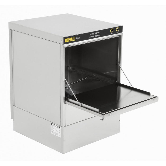Buffalo Undercounter Glasswasher with Drain Pump 500x500mm Baskets Buffalo