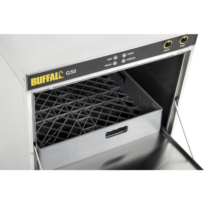 Buffalo Undercounter Glasswasher with Drain Pump 500x500mm Baskets Buffalo