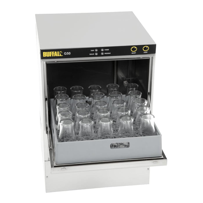 Buffalo Undercounter Glasswasher with Drain Pump 500x500mm Baskets Buffalo