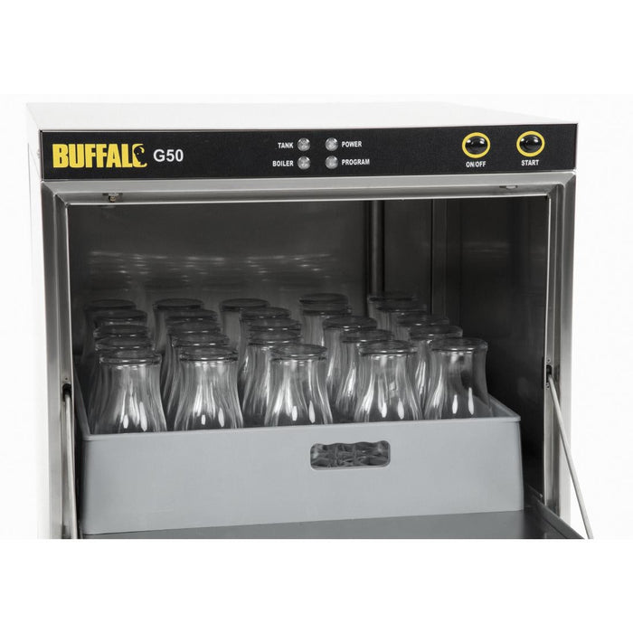 Buffalo Undercounter Glasswasher with Drain Pump 500x500mm Baskets Buffalo
