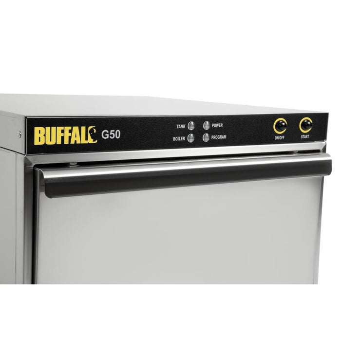Buffalo Undercounter Glasswasher with Drain Pump 500x500mm Baskets Buffalo