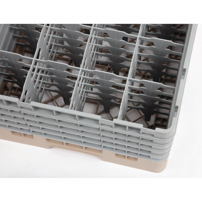 Cambro Camrack Beige 16 Compartments Max Glass Height 257mm Cambro