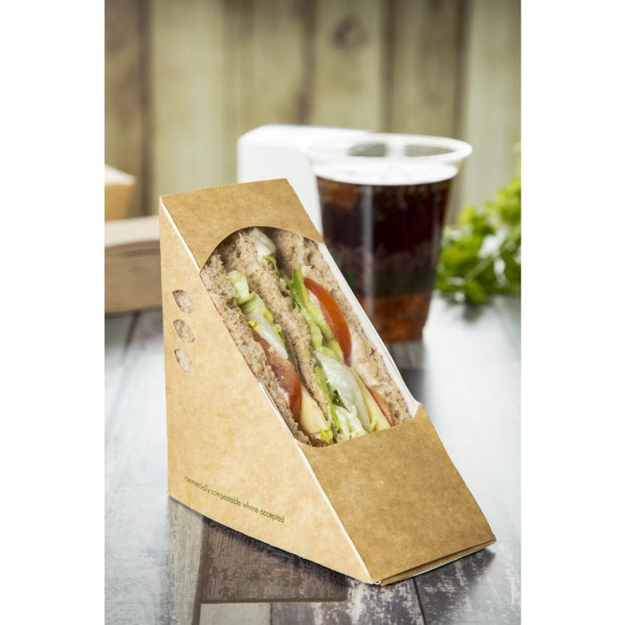 Vegware Compostable Kraft Sandwich Wedges 65mm (500 Pack) Vegware