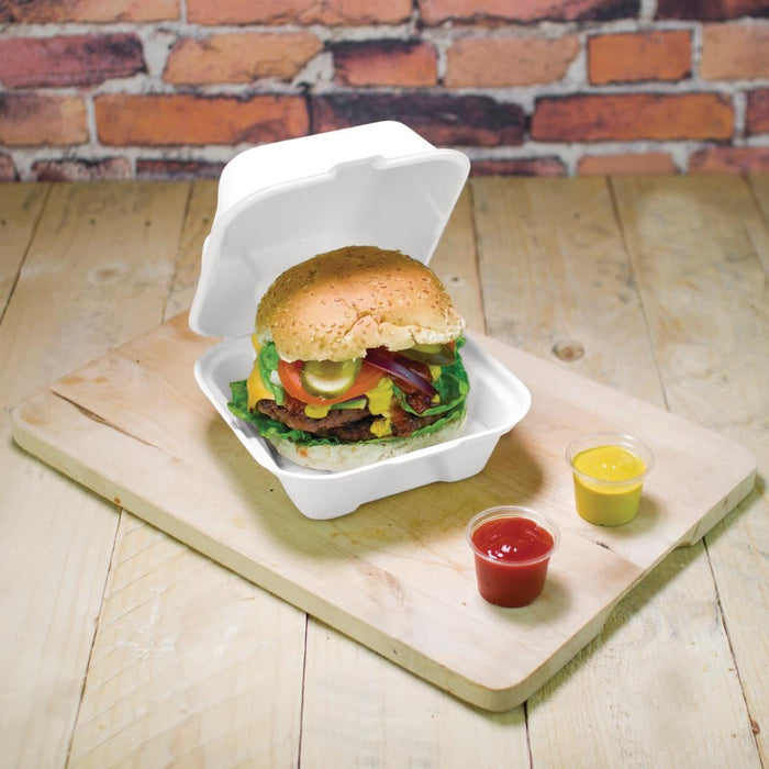 Vegware Compostable Bagasse Burger Boxes 152mm (500 Pack) Vegware