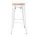 Bolero Bistro High Stools with Wooden Seatpad White (4 Pack) Bolero