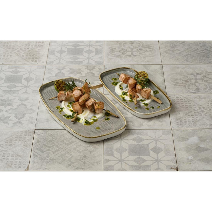 Churchill Stonecast Peppercorn Grey Chefs' Walled Oblong Plate 350mm (6 Pack) Churchill