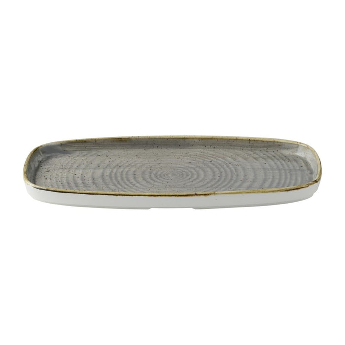 Churchill Stonecast Peppercorn Grey Chefs' Walled Oblong Plate 300mm (12 Pack) Churchill