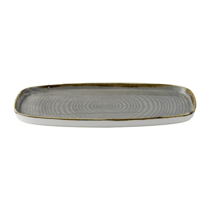 Churchill Stonecast Peppercorn Grey Chefs' Walled Oblong Plate 350mm (6 Pack) Churchill