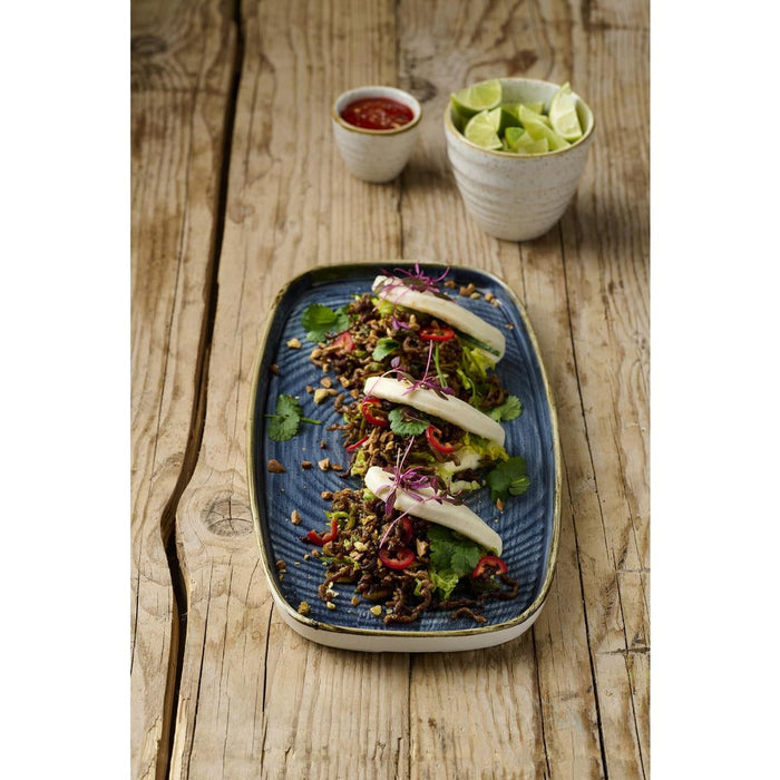Churchill Stonecast Blueberry Chefs' Walled Oblong Plates 300mm (6 Pack) Churchill
