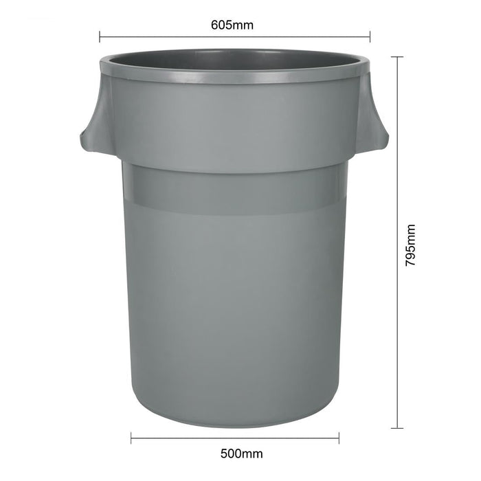 Jantex Heavy-Duty Round Bin Grey 160Ltr Jantex