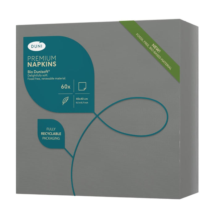 BIO Dunisoft Dinner Napkin Granite Grey 400x400mm (360 Pack) Duni