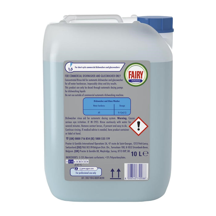Fairy Professional Commercial Automatic Dishwasher Rinse Aid 10Ltr P&G Professional