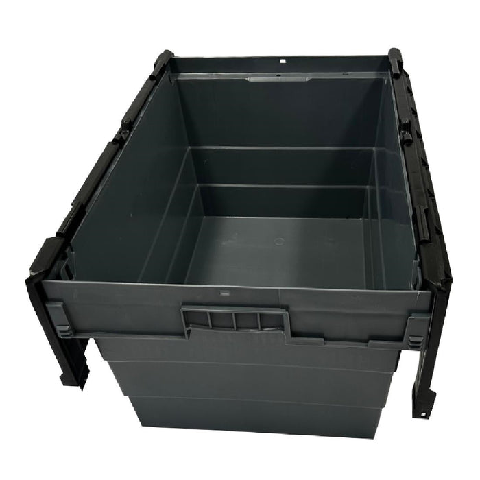 Vogue Plastic Transport Storage Crate with Attached Lid 600x400x320mm Vogue