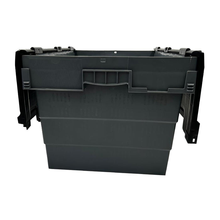 Vogue Plastic Transport Storage Crate with Attached Lid 600x400x320mm Vogue