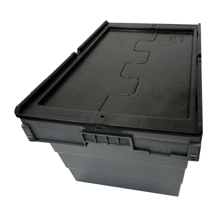 Vogue Plastic Transport Storage Crate with Attached Lid 600x400x320mm Vogue