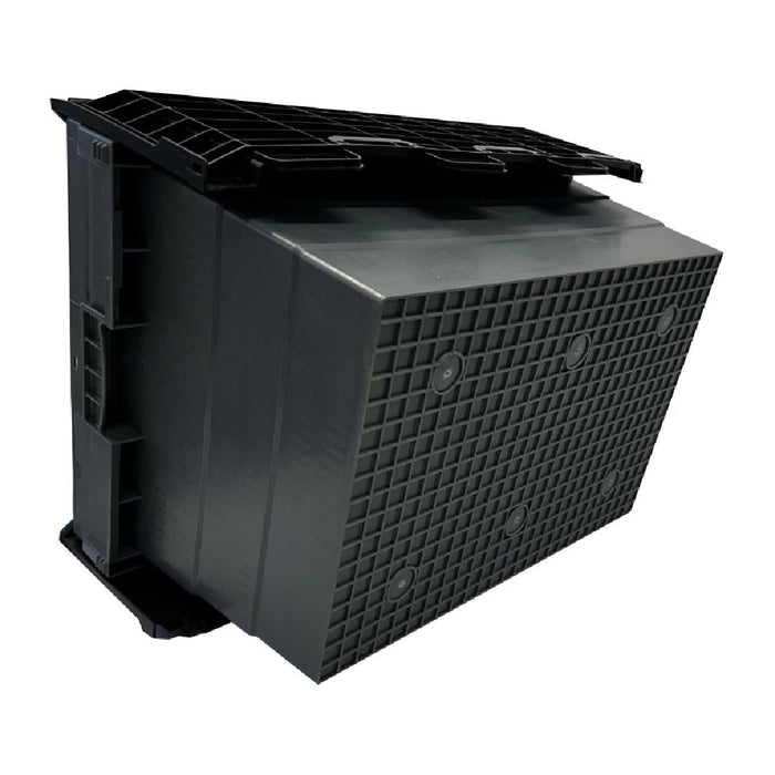 Vogue Plastic Transport Storage Crate with Attached Lid 600x400x320mm Vogue