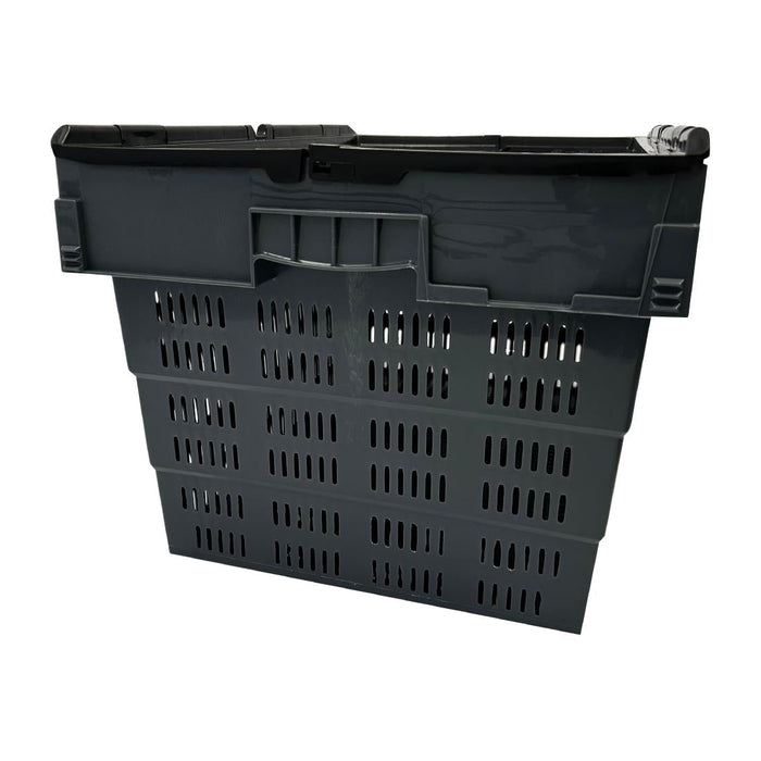 Vogue Perforated Plastic Transport Storage Crate with Attached Lid 600x400x320mm Vogue