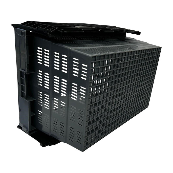 Vogue Perforated Plastic Transport Storage Crate with Attached Lid 600x400x320mm Vogue