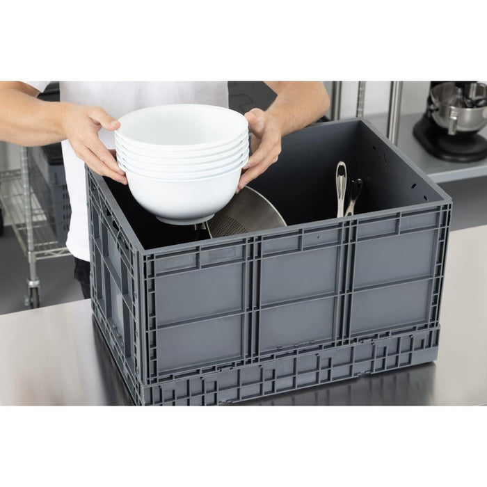 Vogue Plastic Folding Transport Storage Crate 594x396x353mm Vogue
