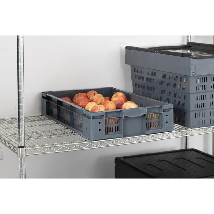 Vogue Perforated Plastic Storage Crate 600x400x120mm Vogue