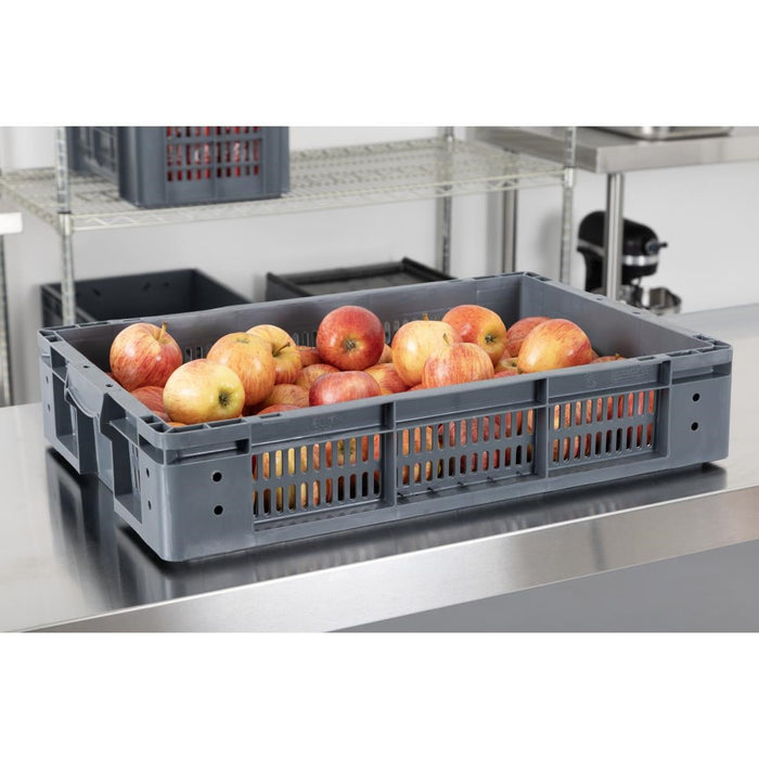 Vogue Perforated Plastic Storage Crate 600x400x120mm Vogue